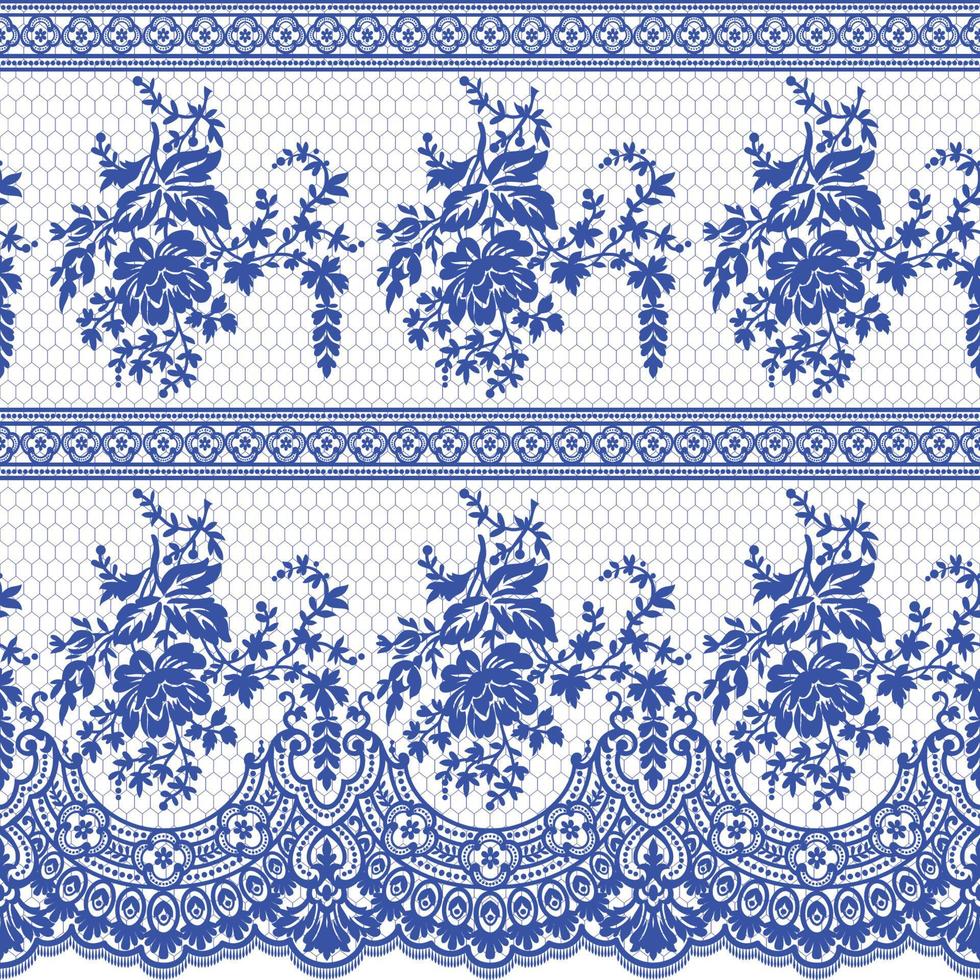 Old lace seamless pattern, ornamental flowers. Vector texture.