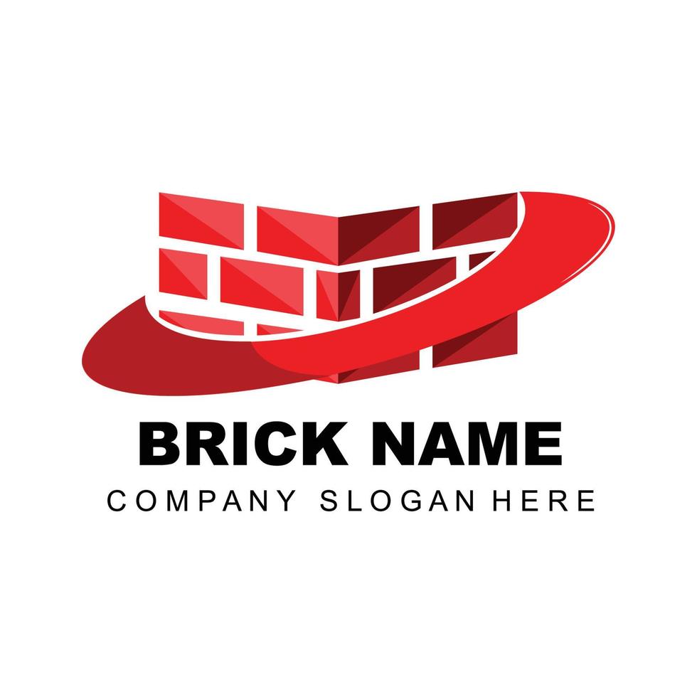 Brick Logo Design, Building Material Illustration, Construction Company Product Brand Icon vector