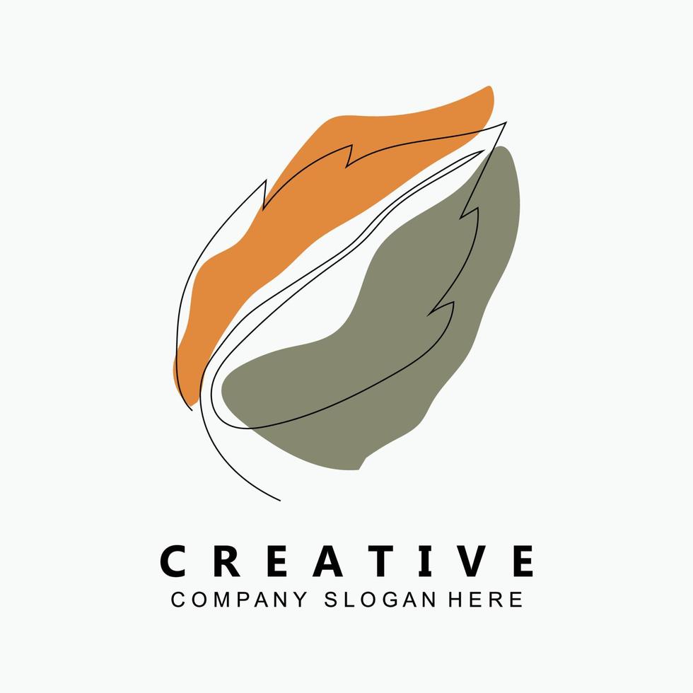 Leaf Background Logo Design, Vector Art Icons, In pastel colors