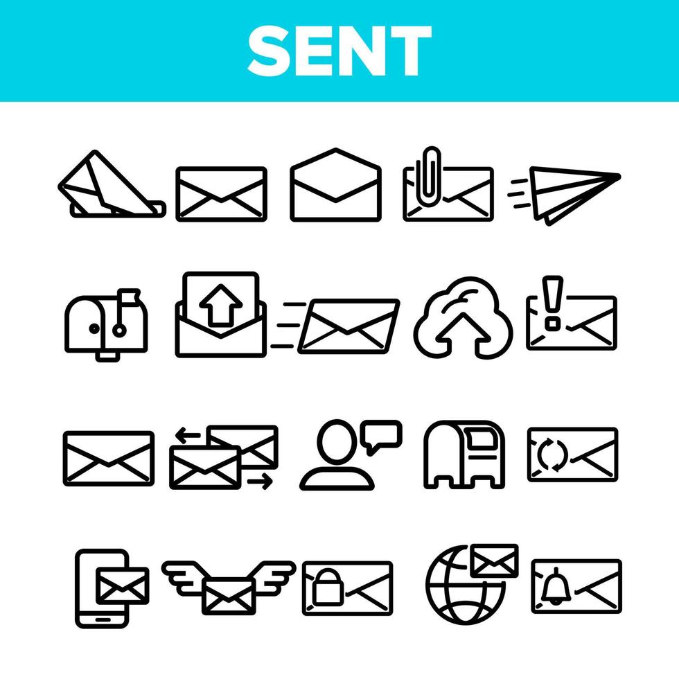 Send Message Linear Vector Thin Icons Set