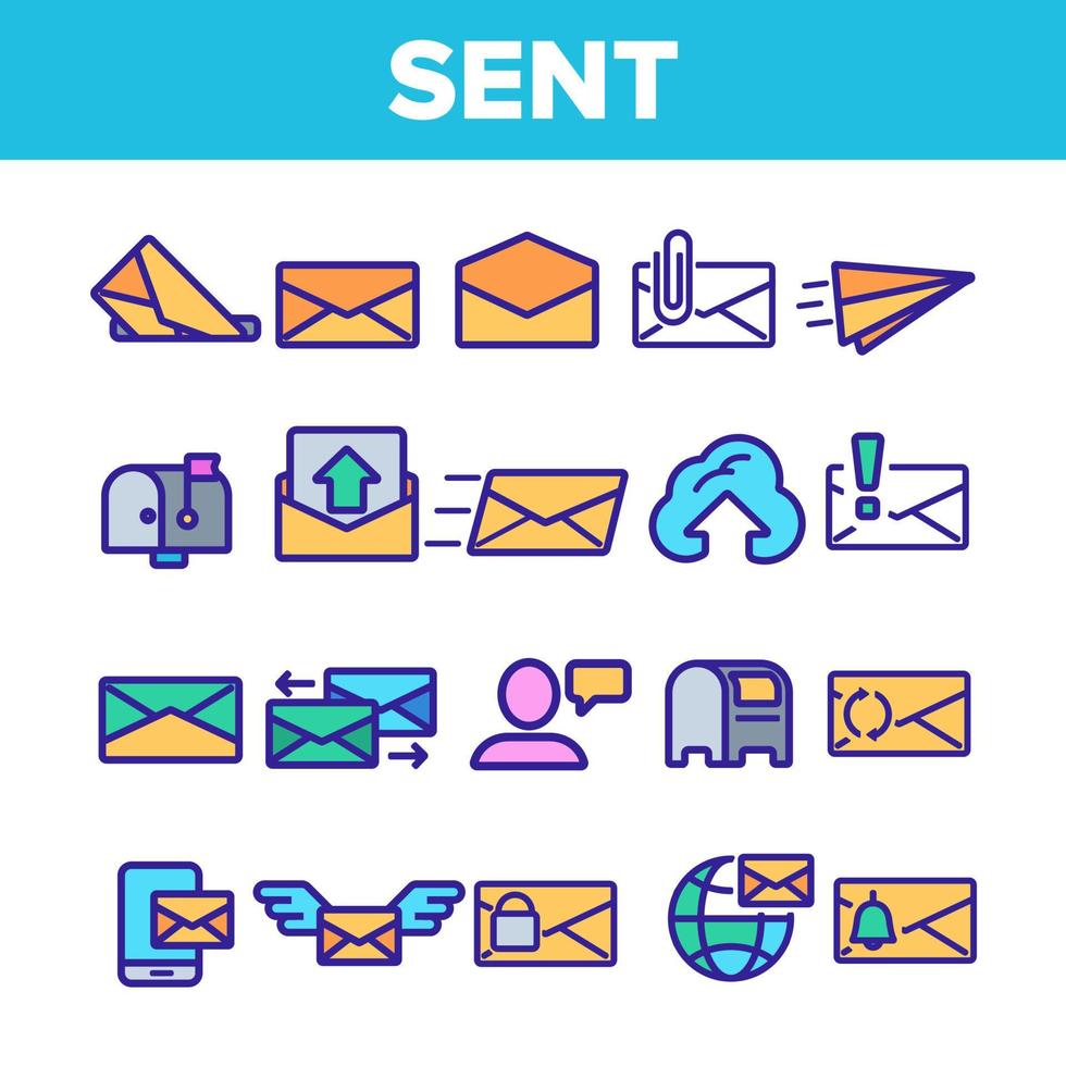 Send Message Linear Vector Thin Icons Set