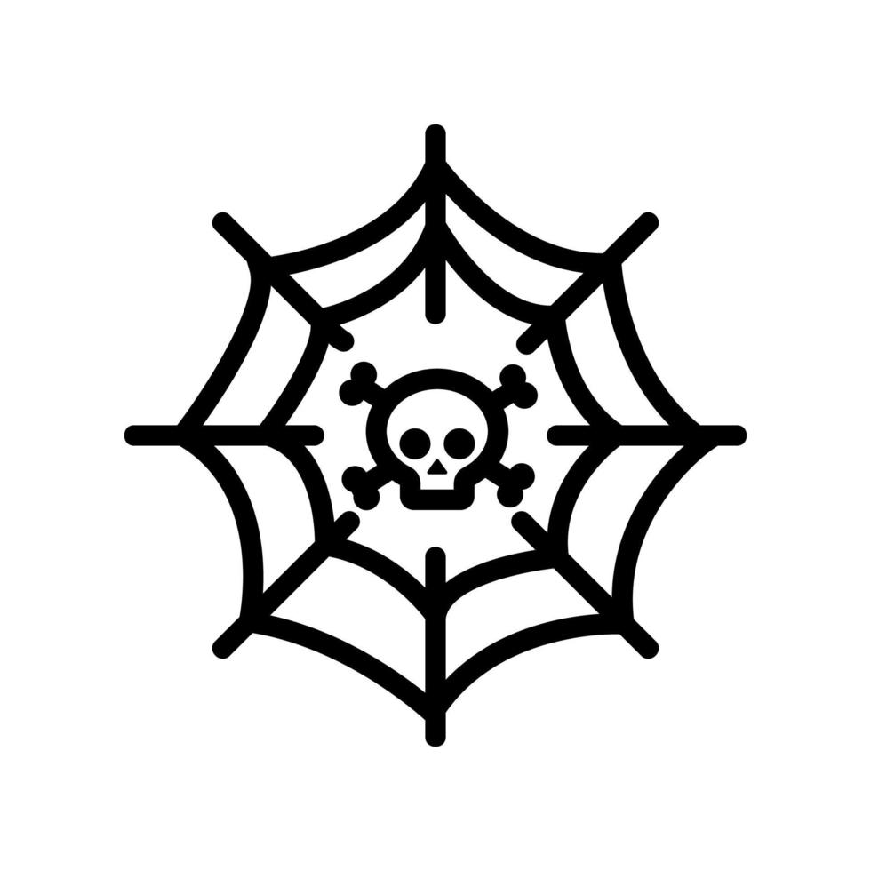 spider web with skull inside icon vector outline illustration