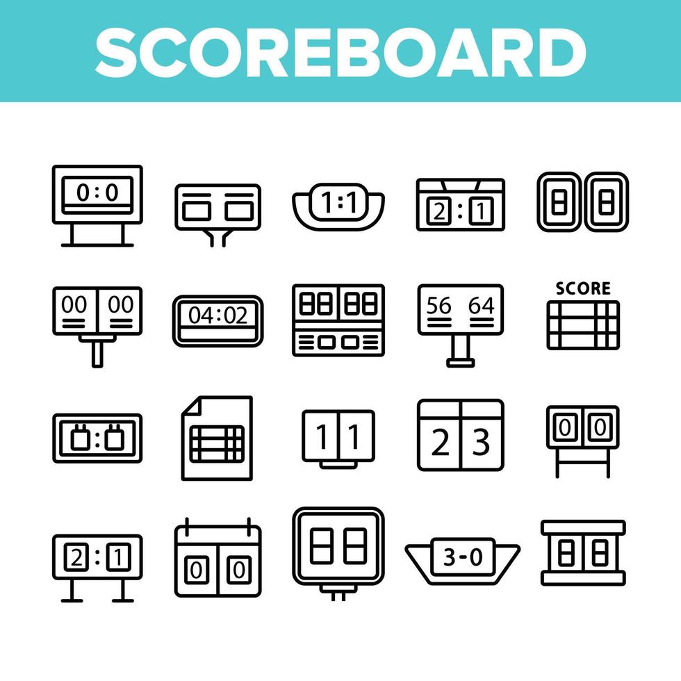 Scoreboard Game Tool Collection Icons Set Vector