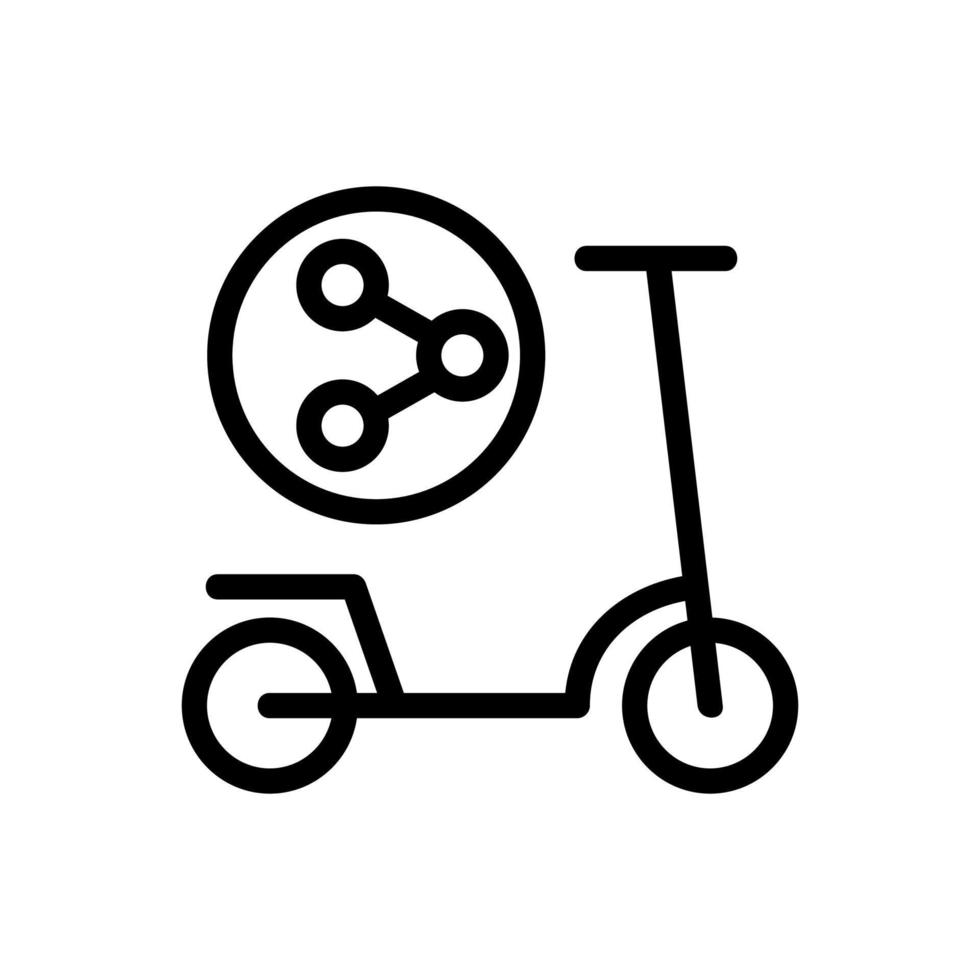 scooter and share mark icon vector outline illustration