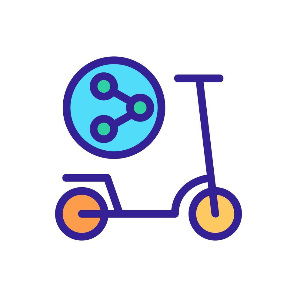 ilustración de contorno de vector de icono de marca de scooter y compartir