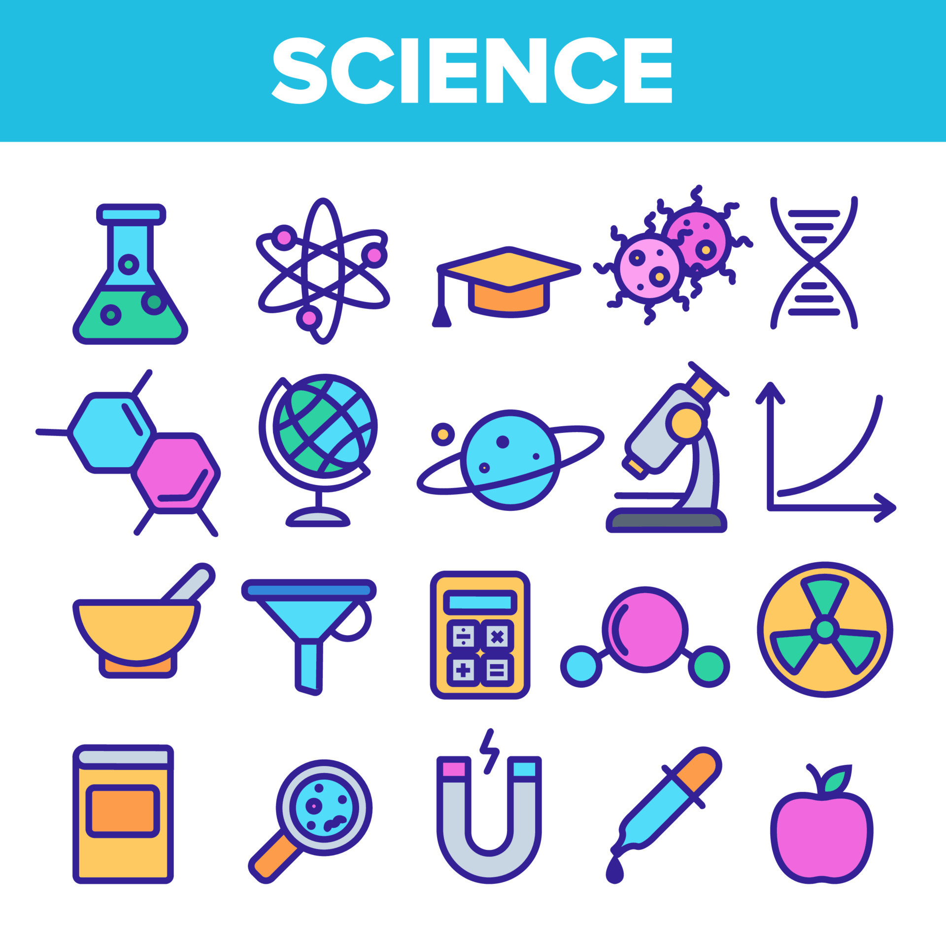 Science Line Icon Set Vector. Analysis Graphic Silhouette. Science ...