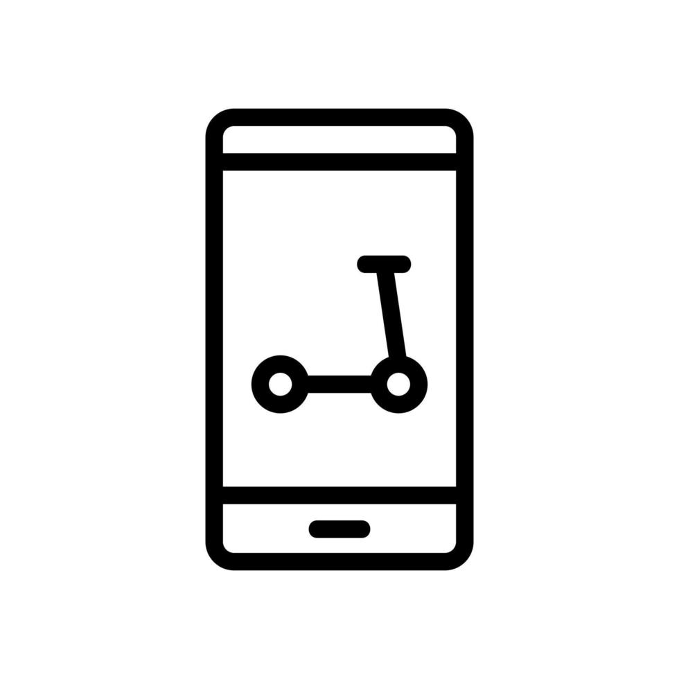 scooter compartir smartphone aplicación icono vector contorno ilustración
