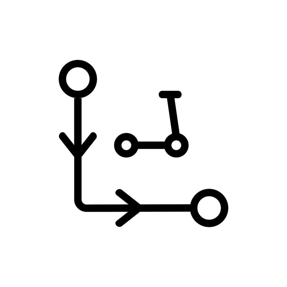 ilustración de contorno de vector de icono de dirección de camino de scooter