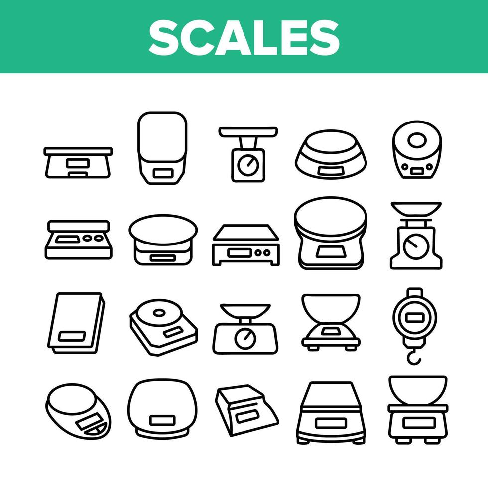 Scales Measuring Tool Collection Icons Set Vector