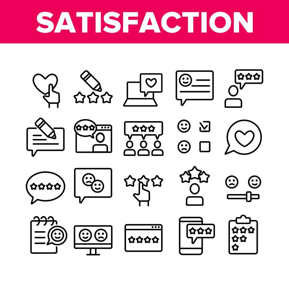 Satisfaction Feedback Collection Icons Set Vector