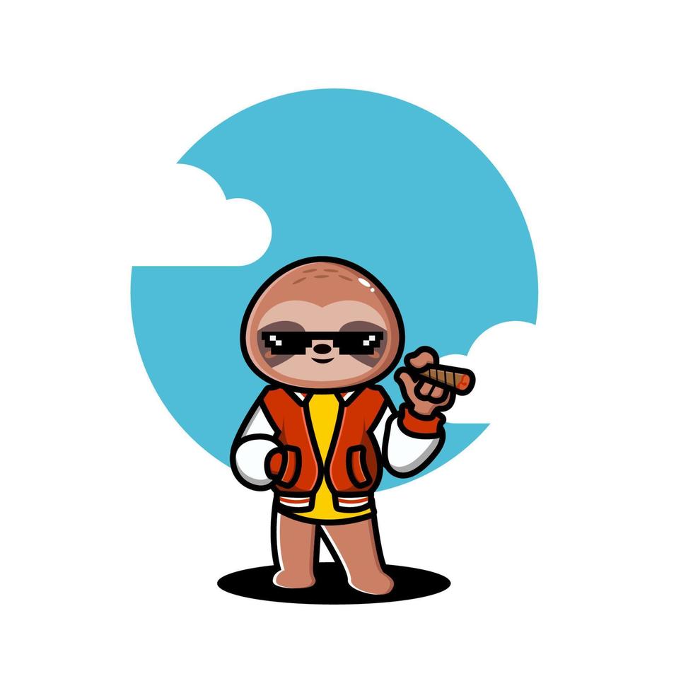 Cartoon sloth hype illustration vector