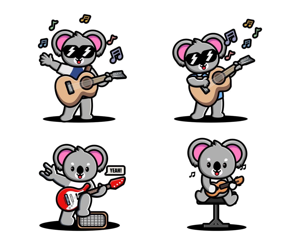 Cute koala playing guitar vector