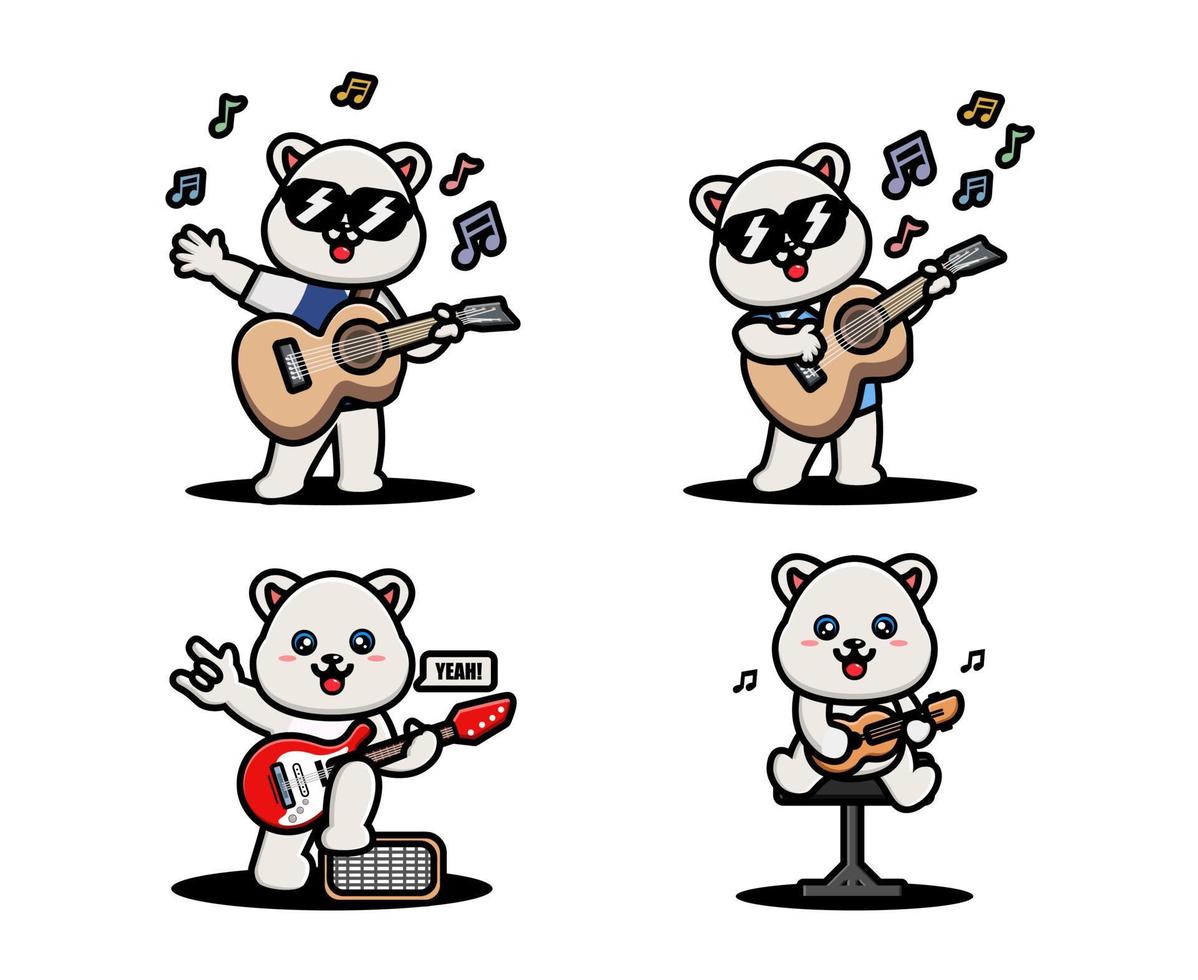 Cute polar playing guitar vector