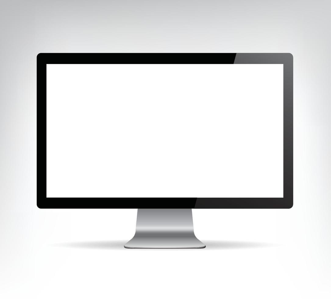 monitor de computadora vacío realista vectorial, pantalla de pc aislada. Bosquejo vector