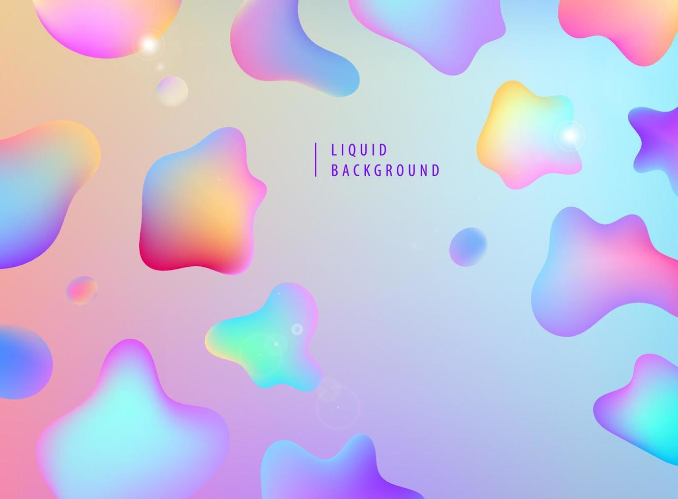 Vector illustration abstract multicolor liquid wavy shapes futuristic banner. Glowing retro waves vector background. Space concept with bubbles.