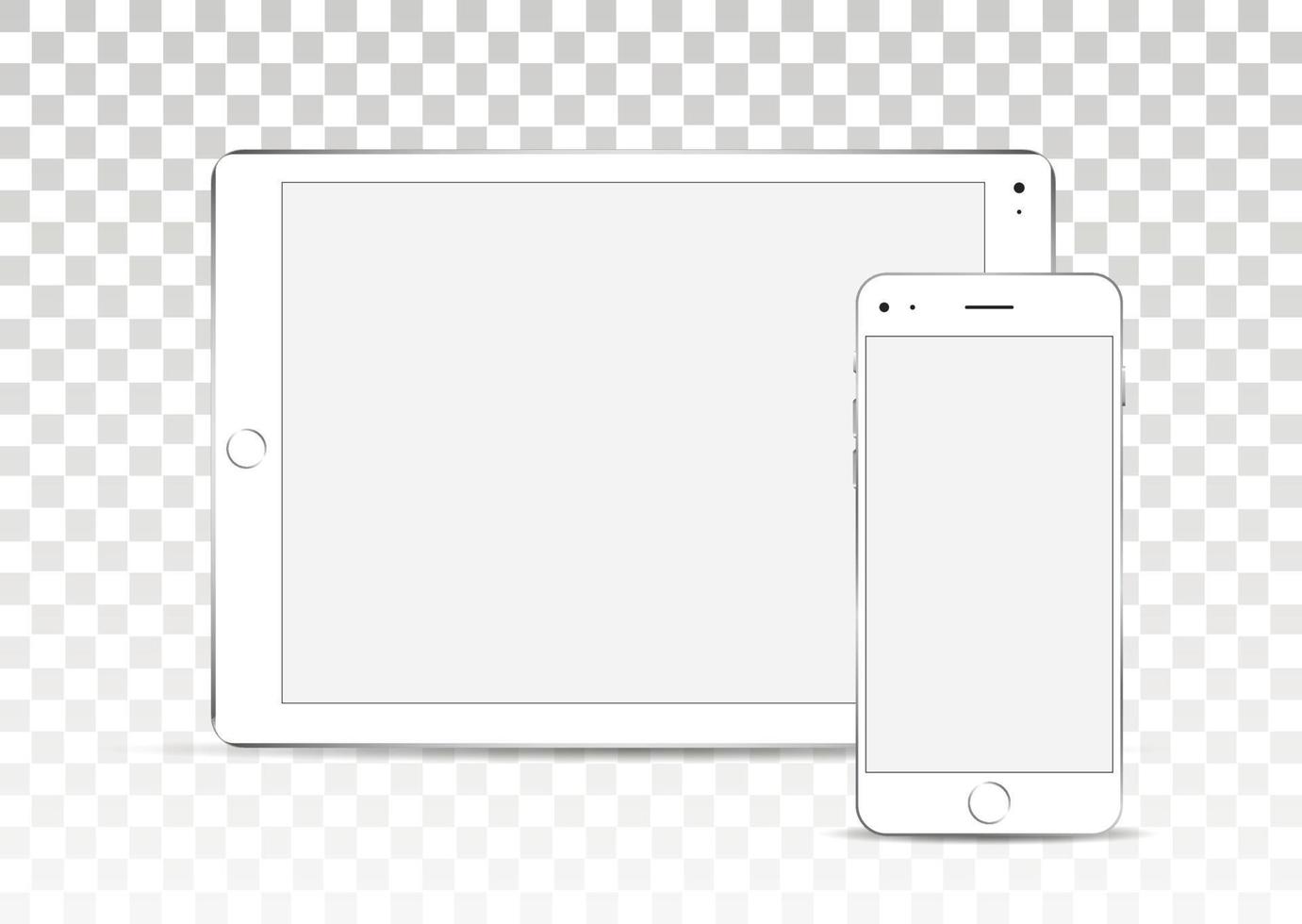 white tablet pc and phone isolated vector