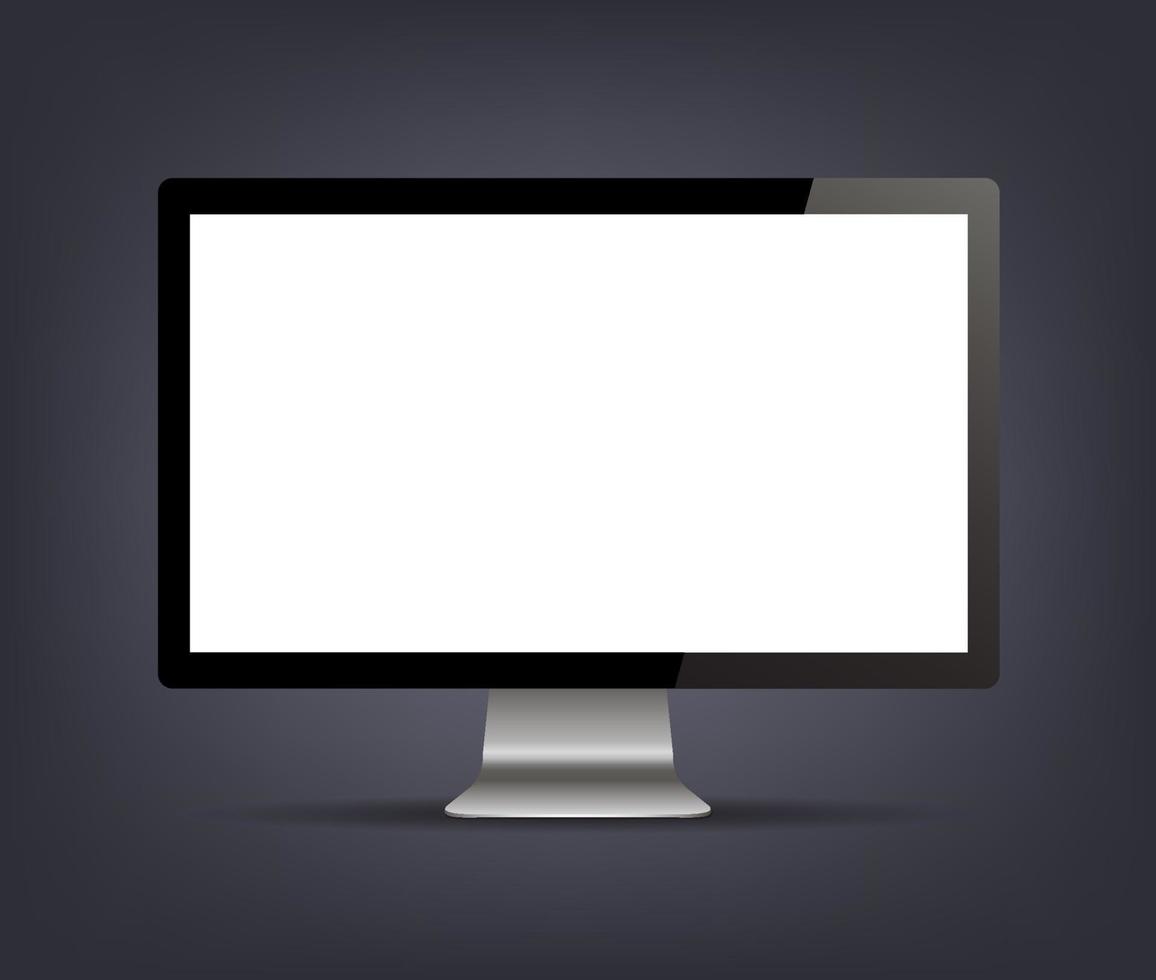 vector realistic empty computer monitor, pc display isolated. Mock up