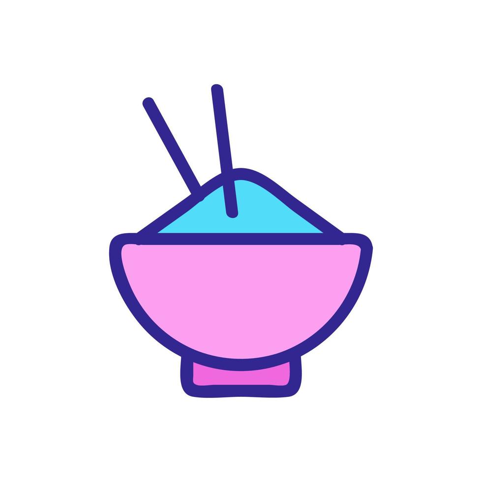 plate of rice with chinese chopsticks icon vector outline illustration