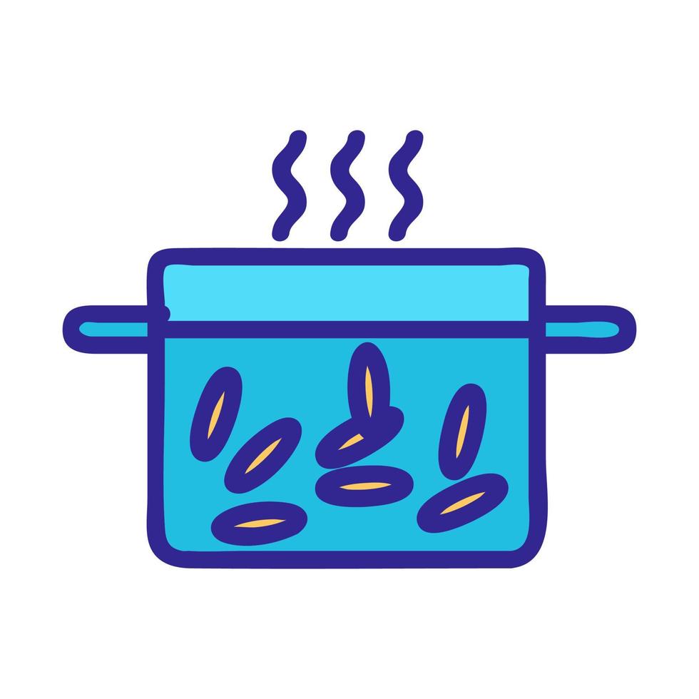 boiling pan on plate with rice icon vector outline illustration