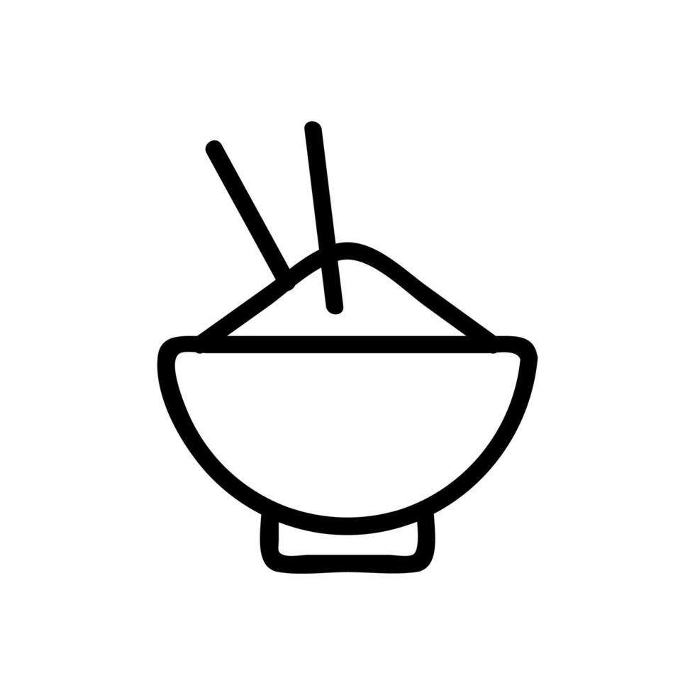 plato de arroz con palillos chinos icono vector ilustración de contorno