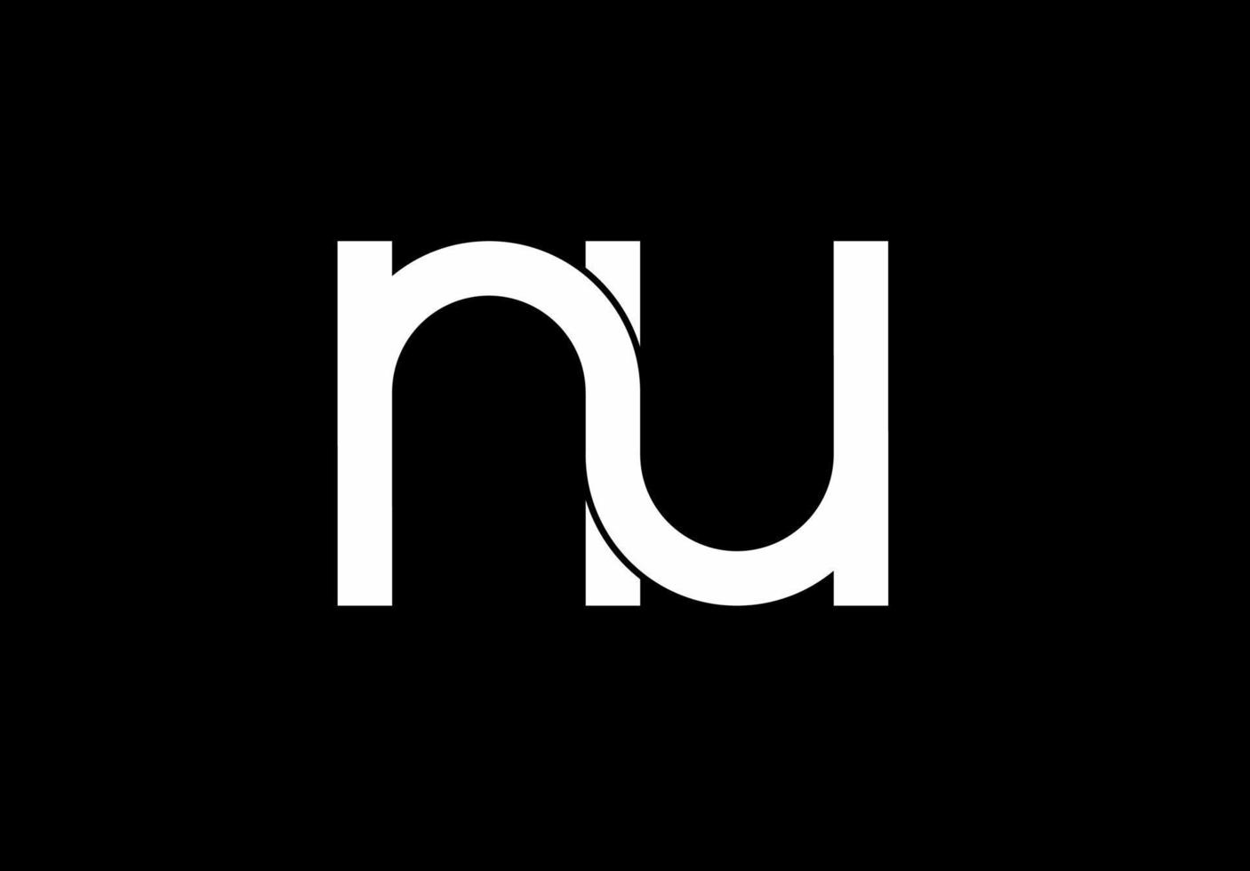 nu un n u initial letter logo isolated on black background vector