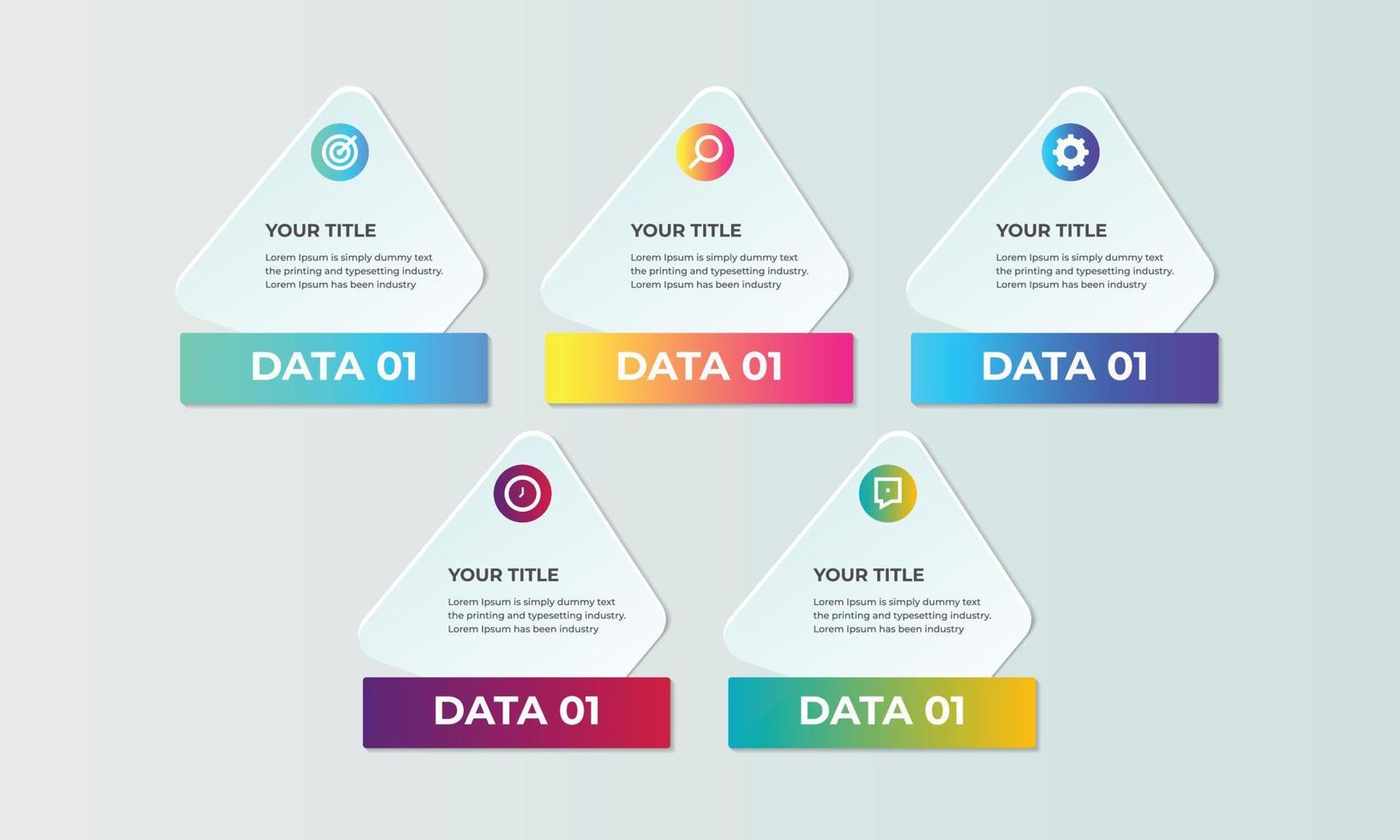 plantilla de diseño infográfico de línea de tiempo empresarial con 5 opciones o pasos. se puede utilizar para gráficos de información, diagramas, diagramas de flujo y diseño de folletos. vector