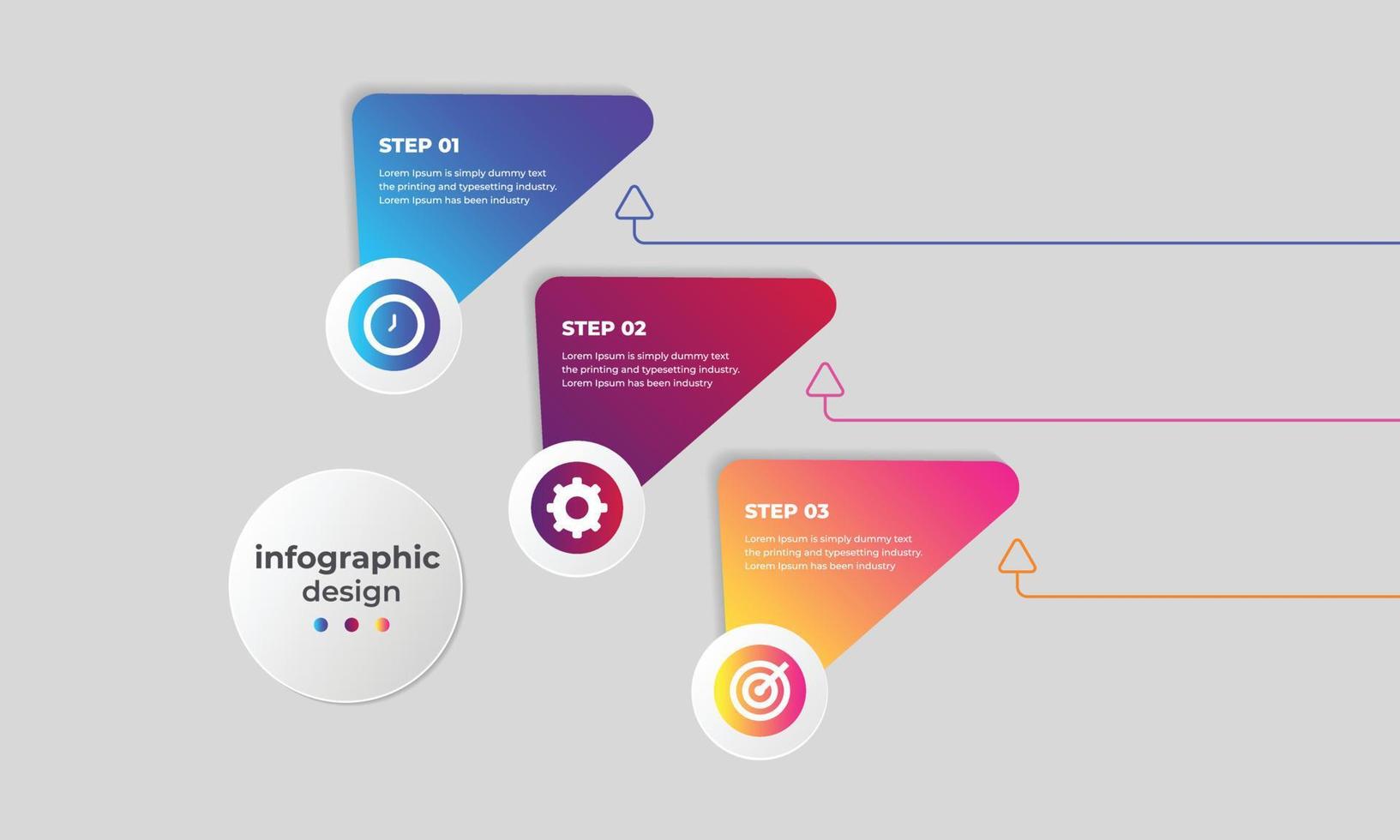 plantilla de diseño infográfico con 3 opciones o pasos. se puede utilizar para gráficos de información, diagramas, diagramas de flujo y diseño de folletos. vector