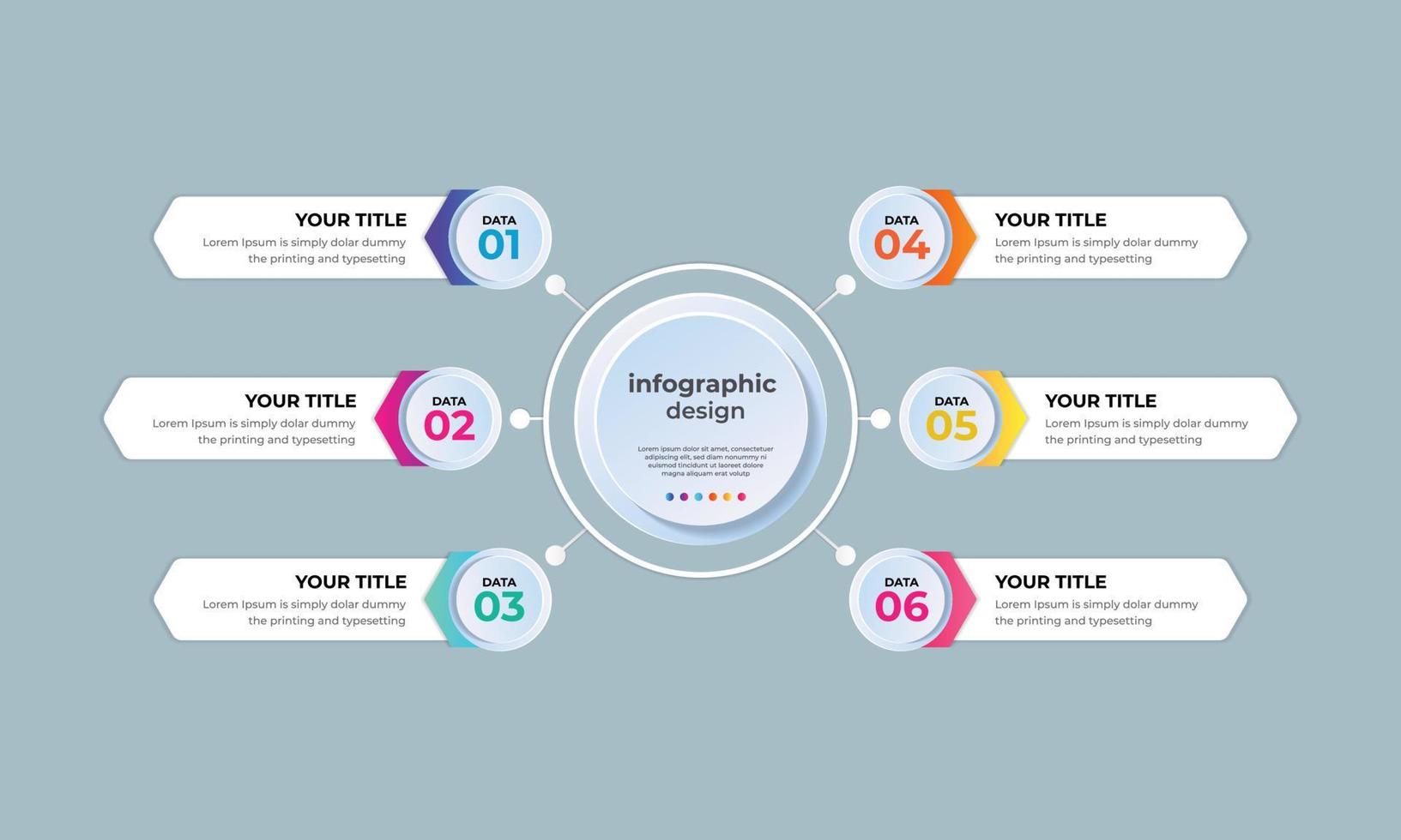 Business timeline infographic design template with 6 steps. Can be used for info graph, diagram, flow chart and business brochure. vector