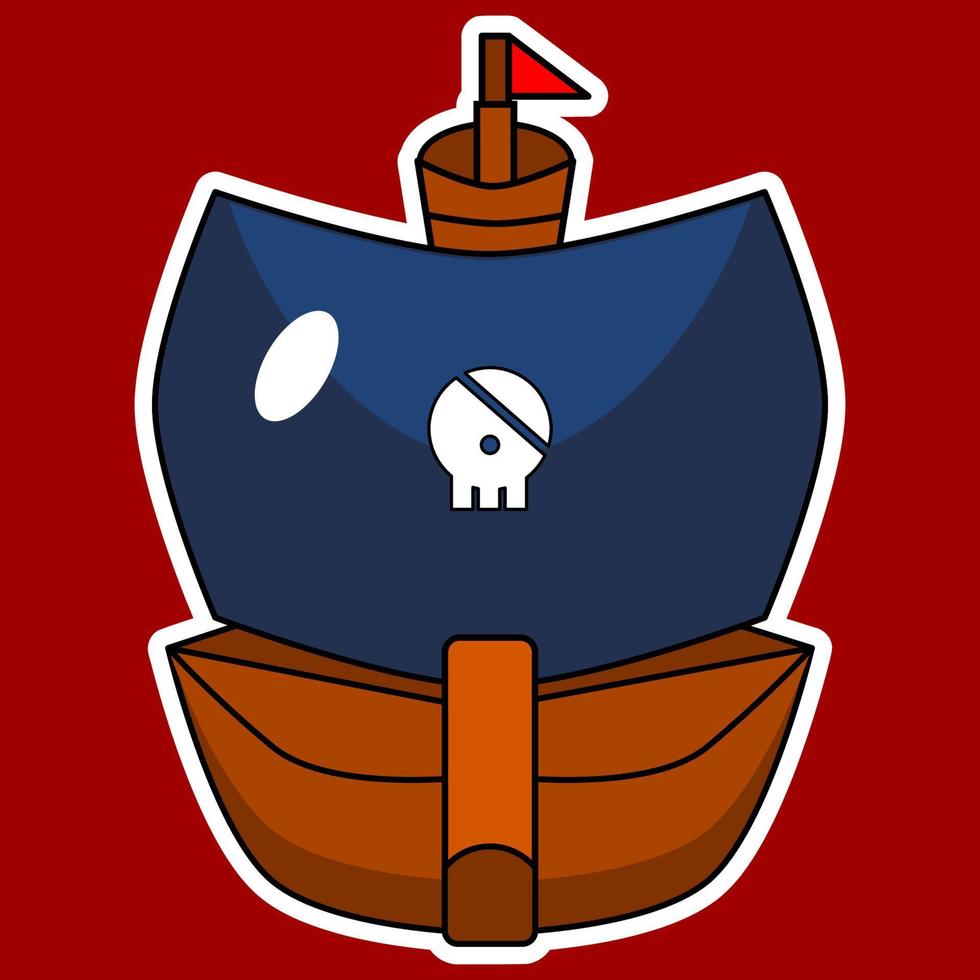 cute pirate ship illustration. pirate ship icon front view. vector