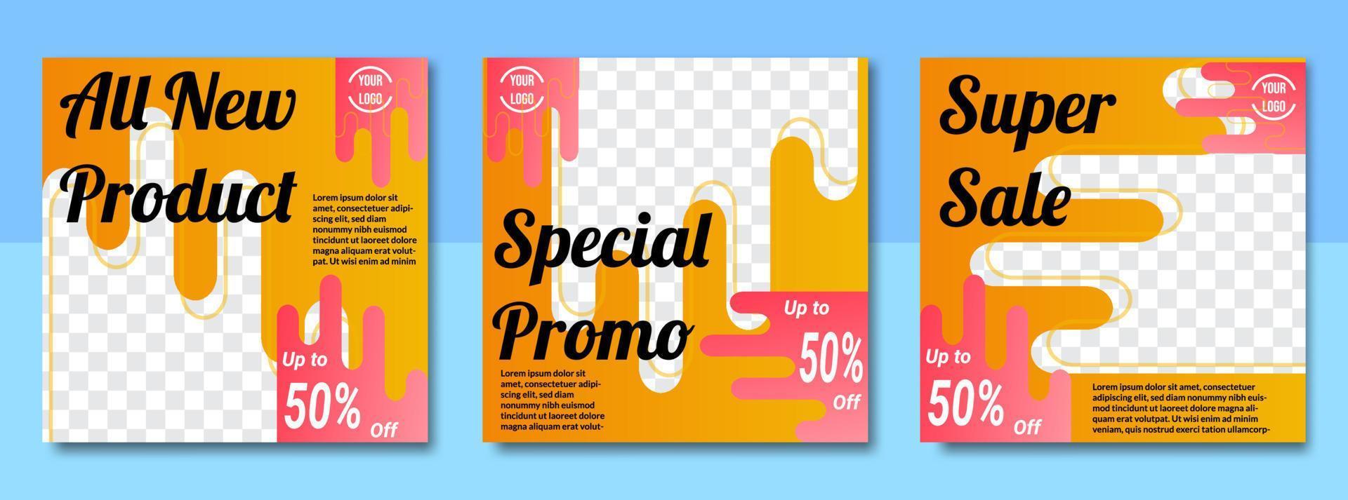 set of good gradation yellow social media post templates. suitable for promotion, business, banner, etc. vector