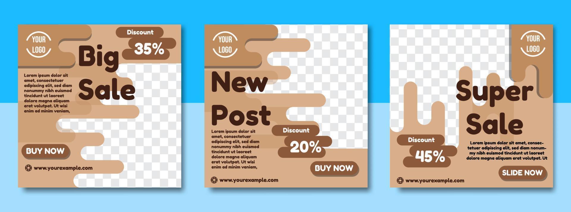 set of cute chocolate social media post templates. suitable for promotion, business, banner, etc. vector