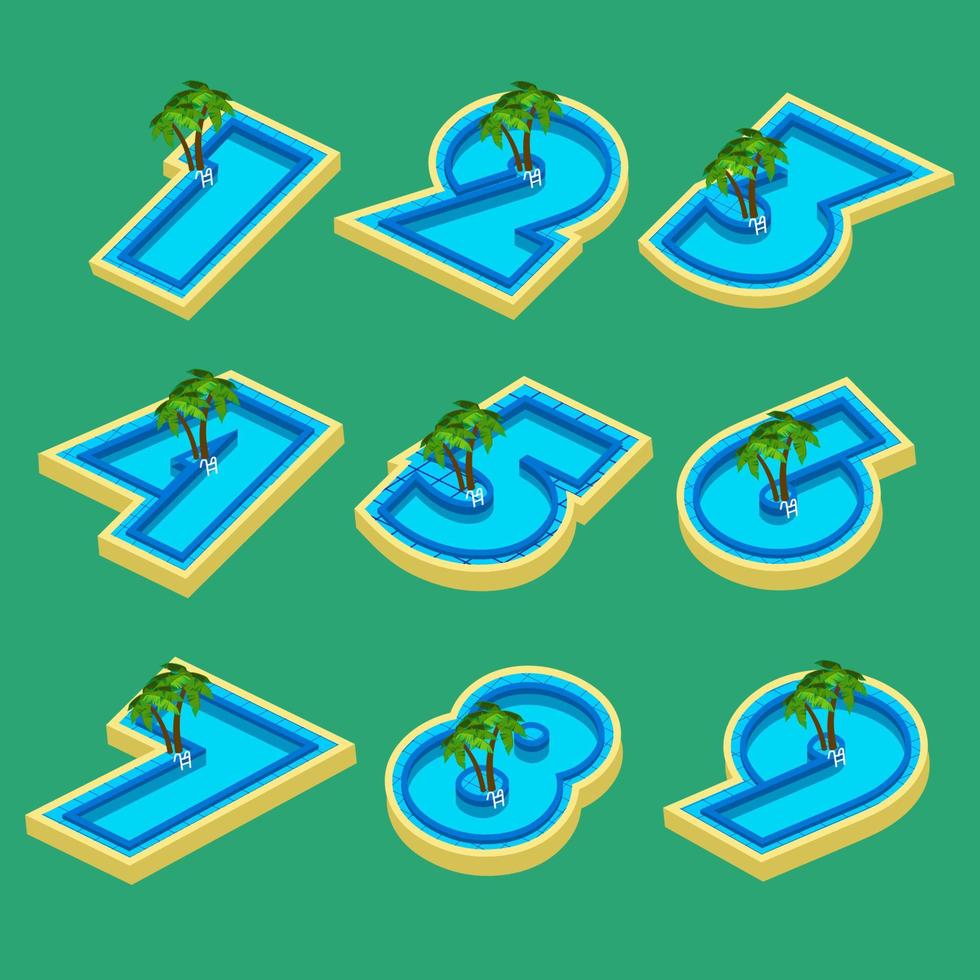 Set Of Numeric Swimming Pool vector