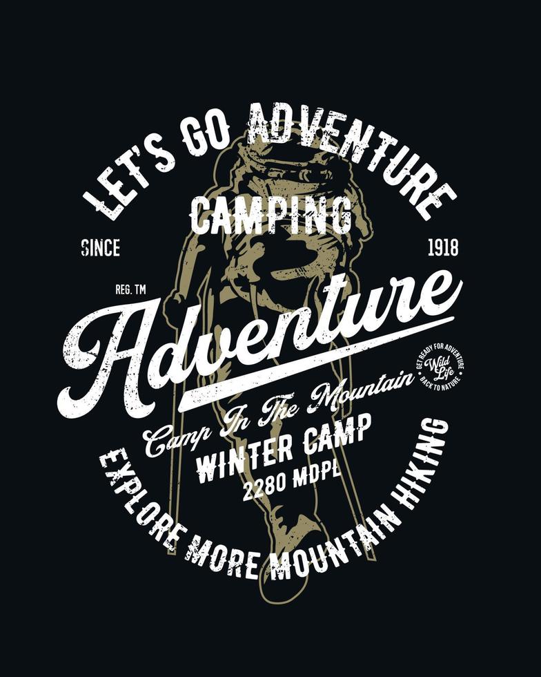 Adventure Camping T Shirt Design On Dark vector