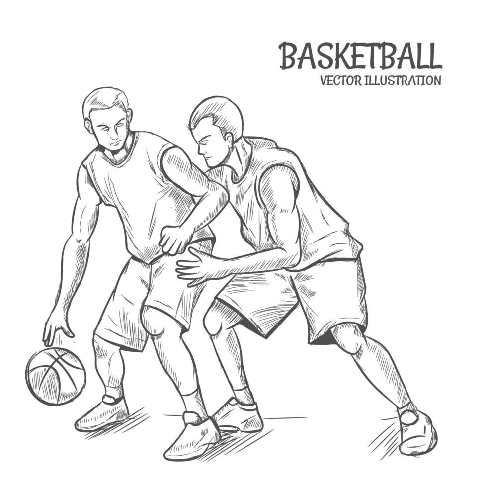 boceto de jugador de baloncesto vector