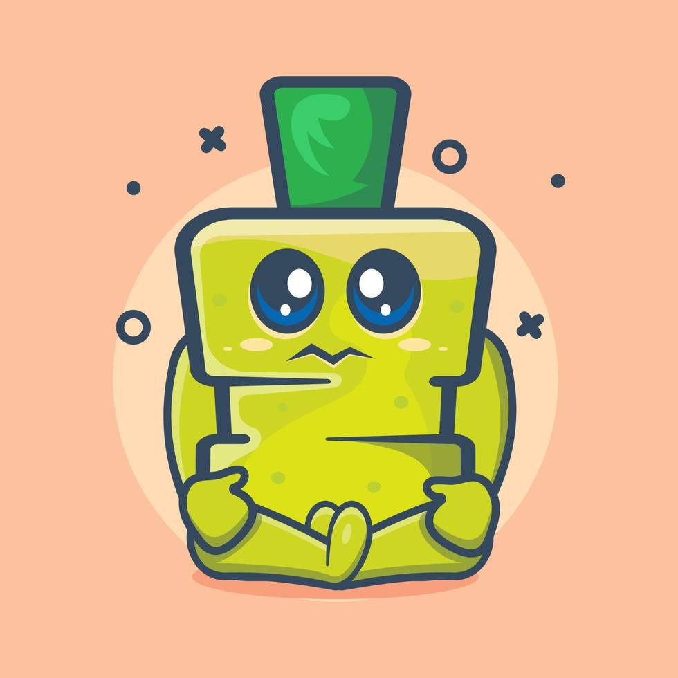 cute dental mouthwash bottle character mascot with sad expression isolated cartoon in flat style design vector