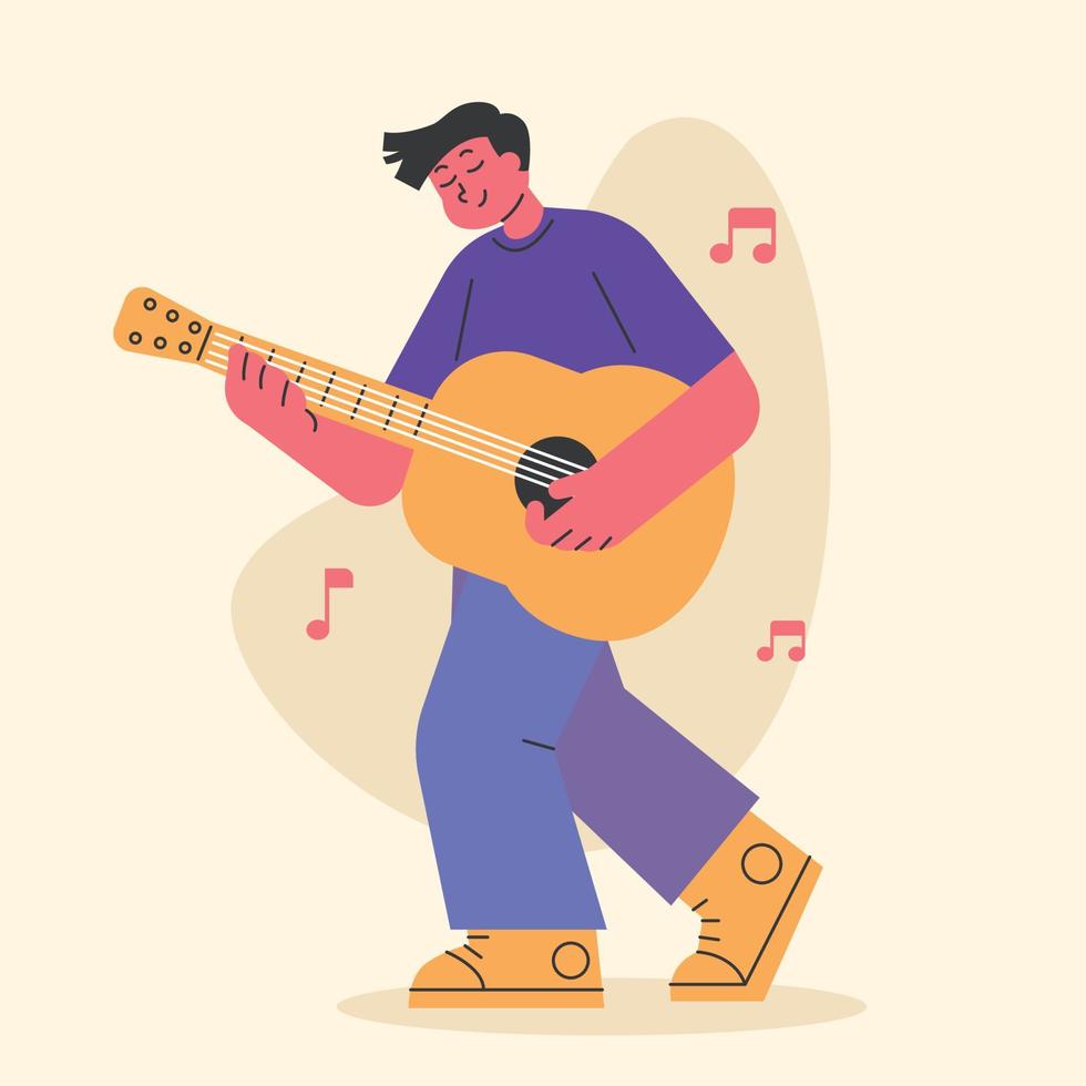 el hombre disfruta tocando la guitarra vector