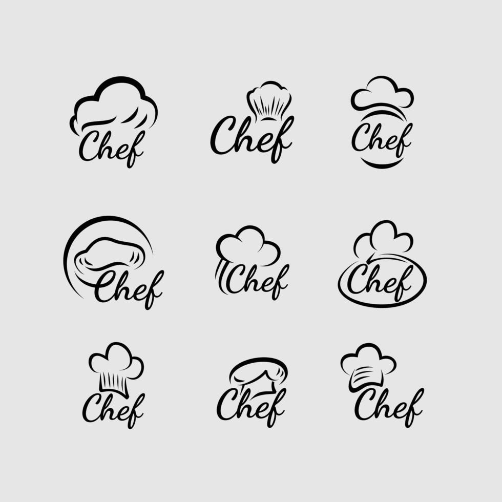 logotipo de chef dibujado a mano en blanco y negro vector