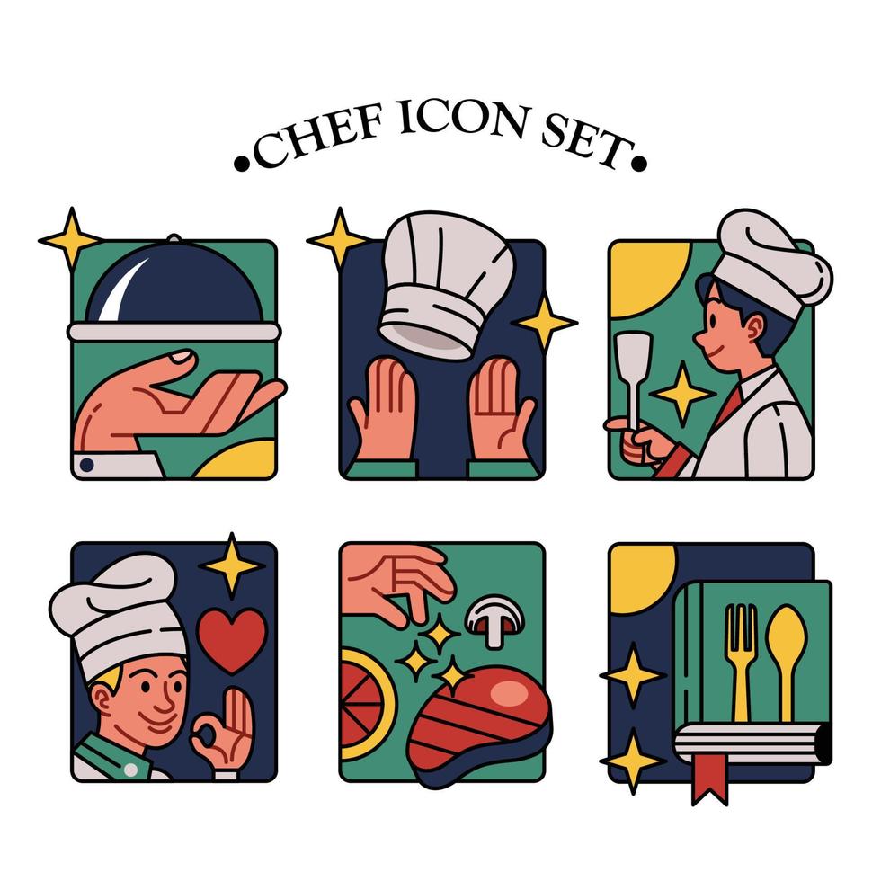 conjunto de iconos de chef vector