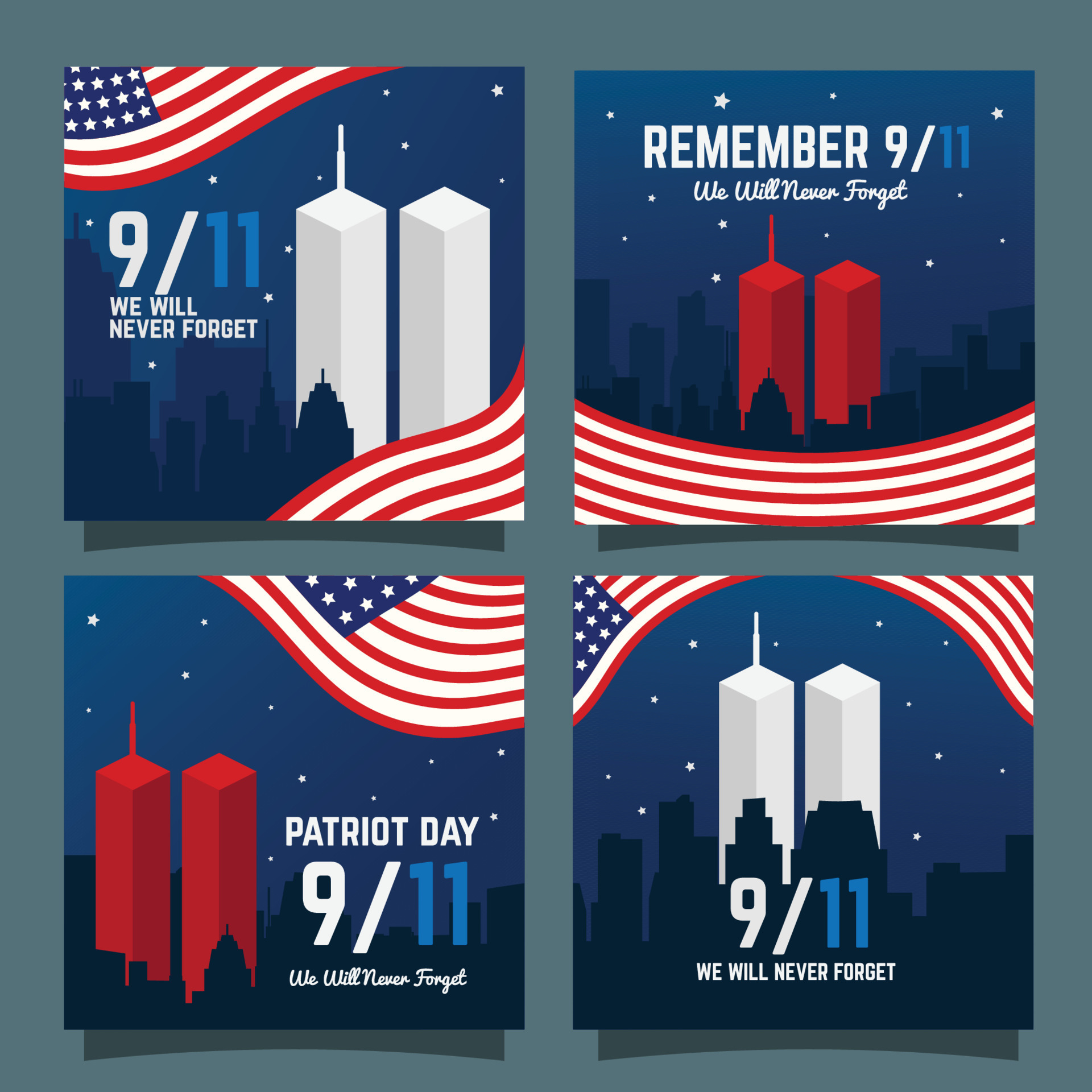 9-11-social-media-post-collection-9743754-vector-art-at-vecteezy
