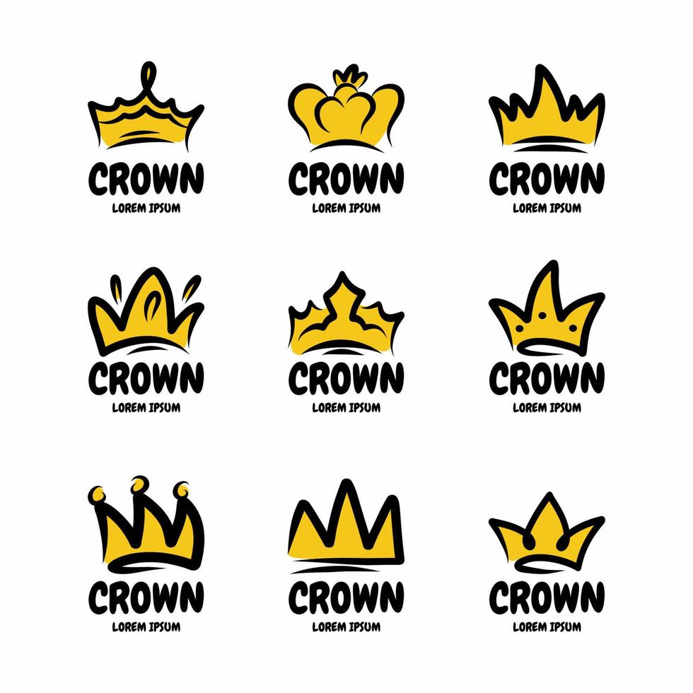 Crown Doodle Hand Drawn Logo Collection vector