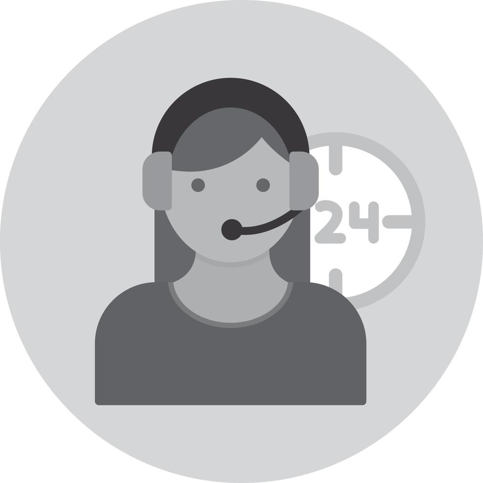 24 Hour Service Flat Greyscale vector