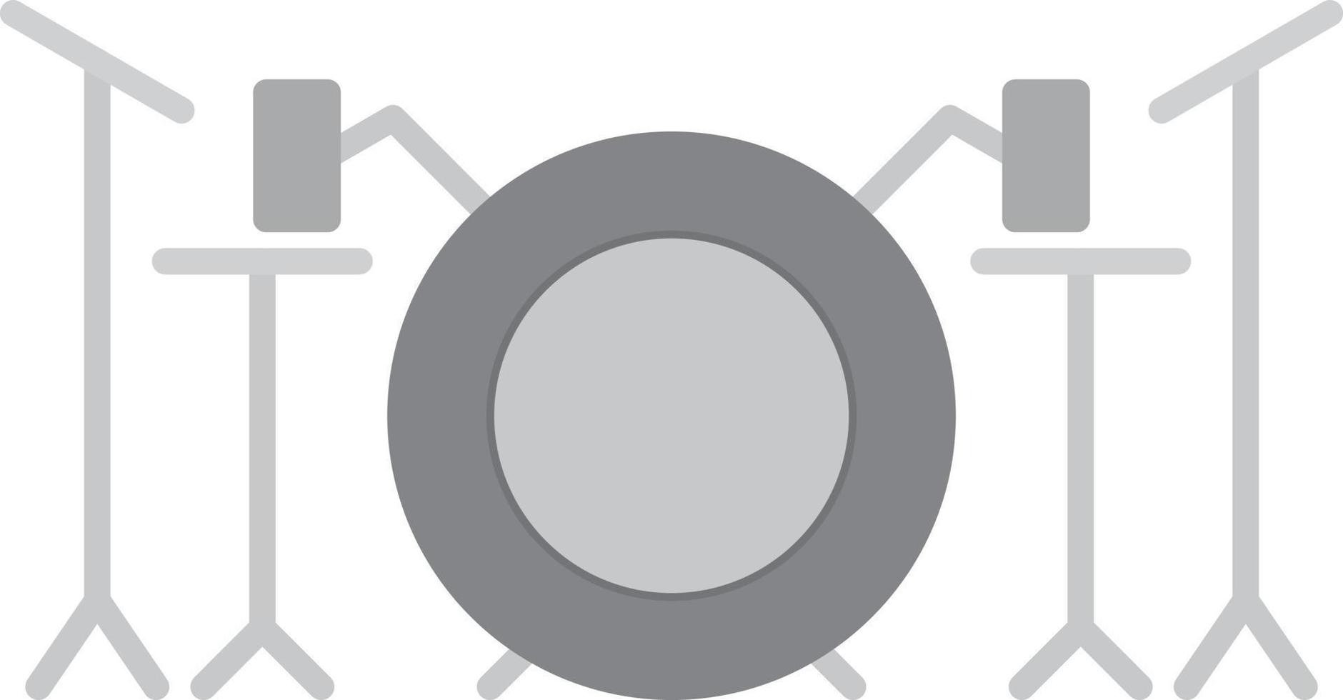 Drum Set Flat Greyscale vector