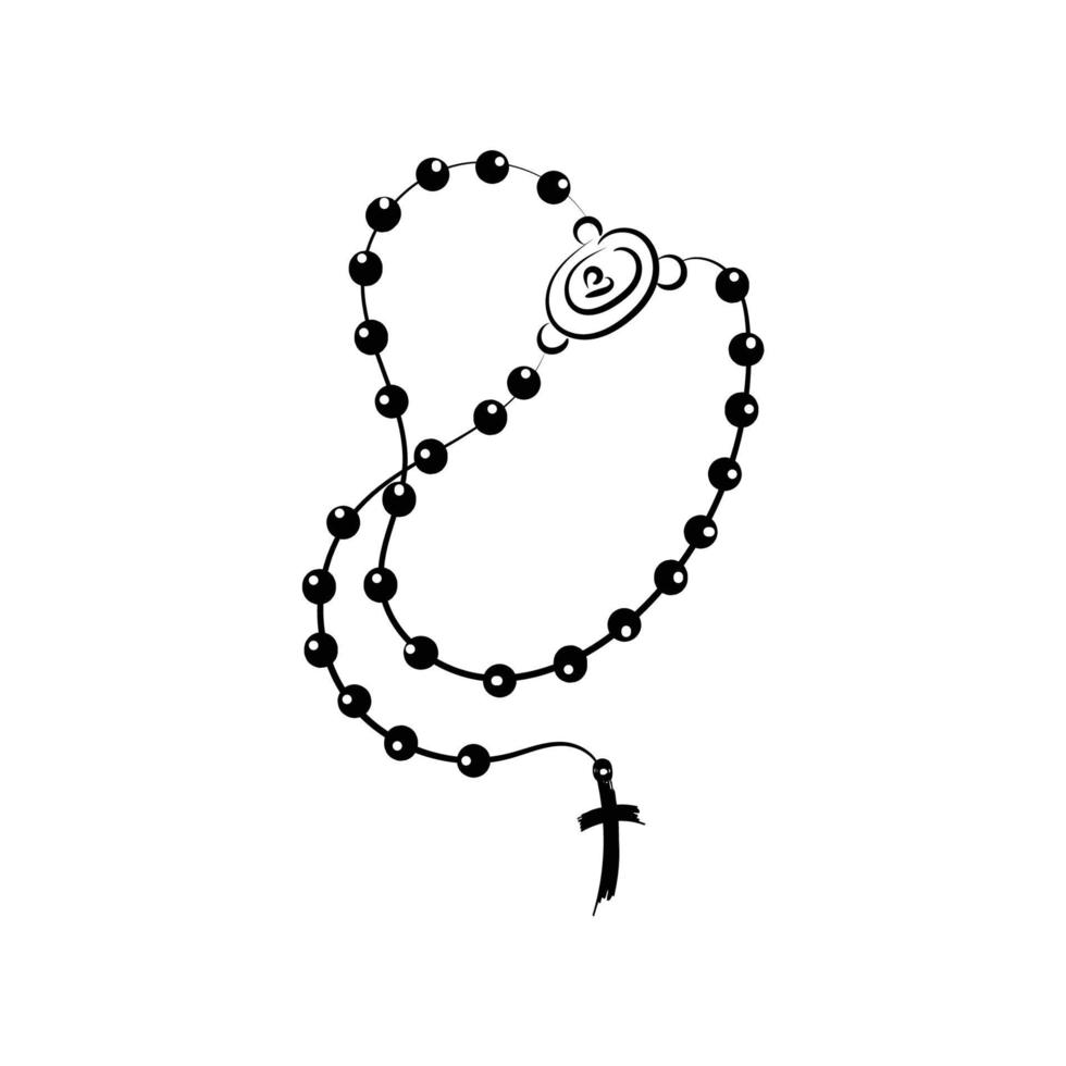 Christian Tattoo design with a rosary vector