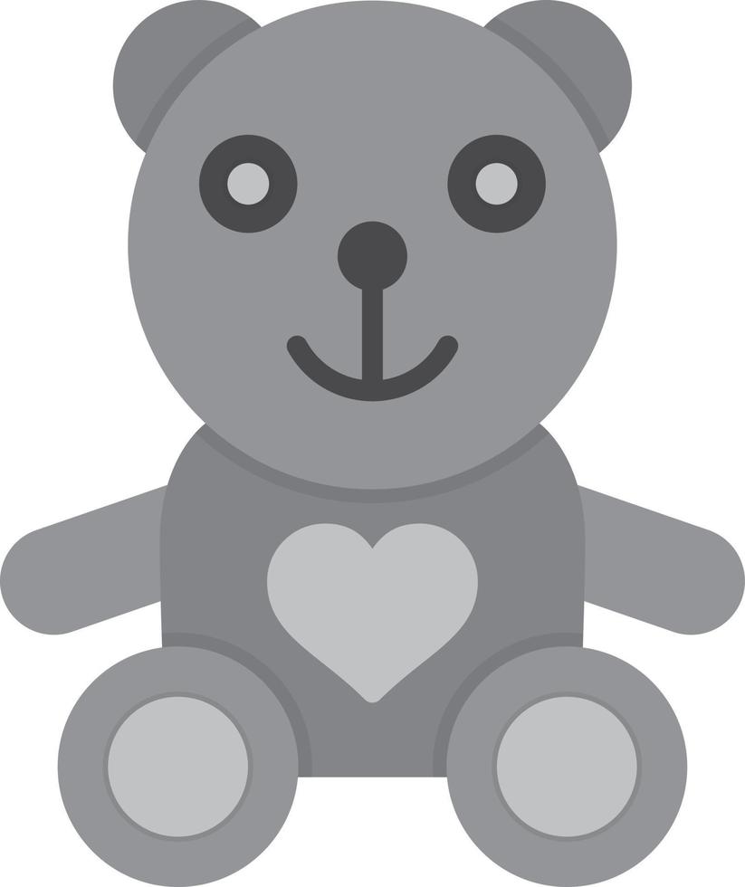 Teddy Bear Flat Greyscale vector