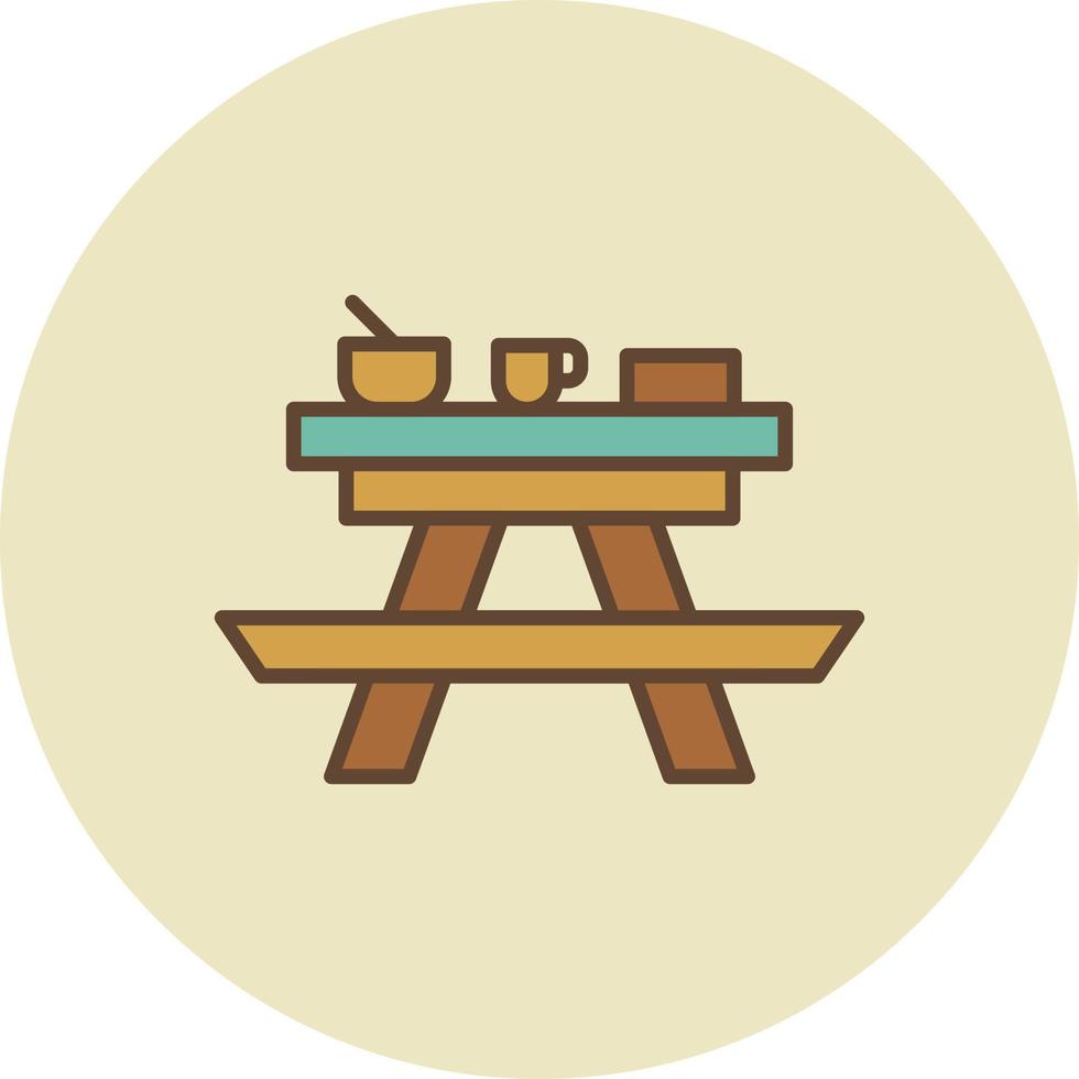 mesa de picnic llena retro vector