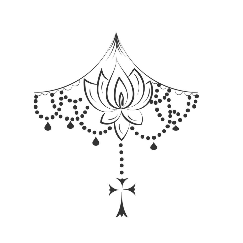 diseño de tatuaje cristiano con una cruz sagrada vector