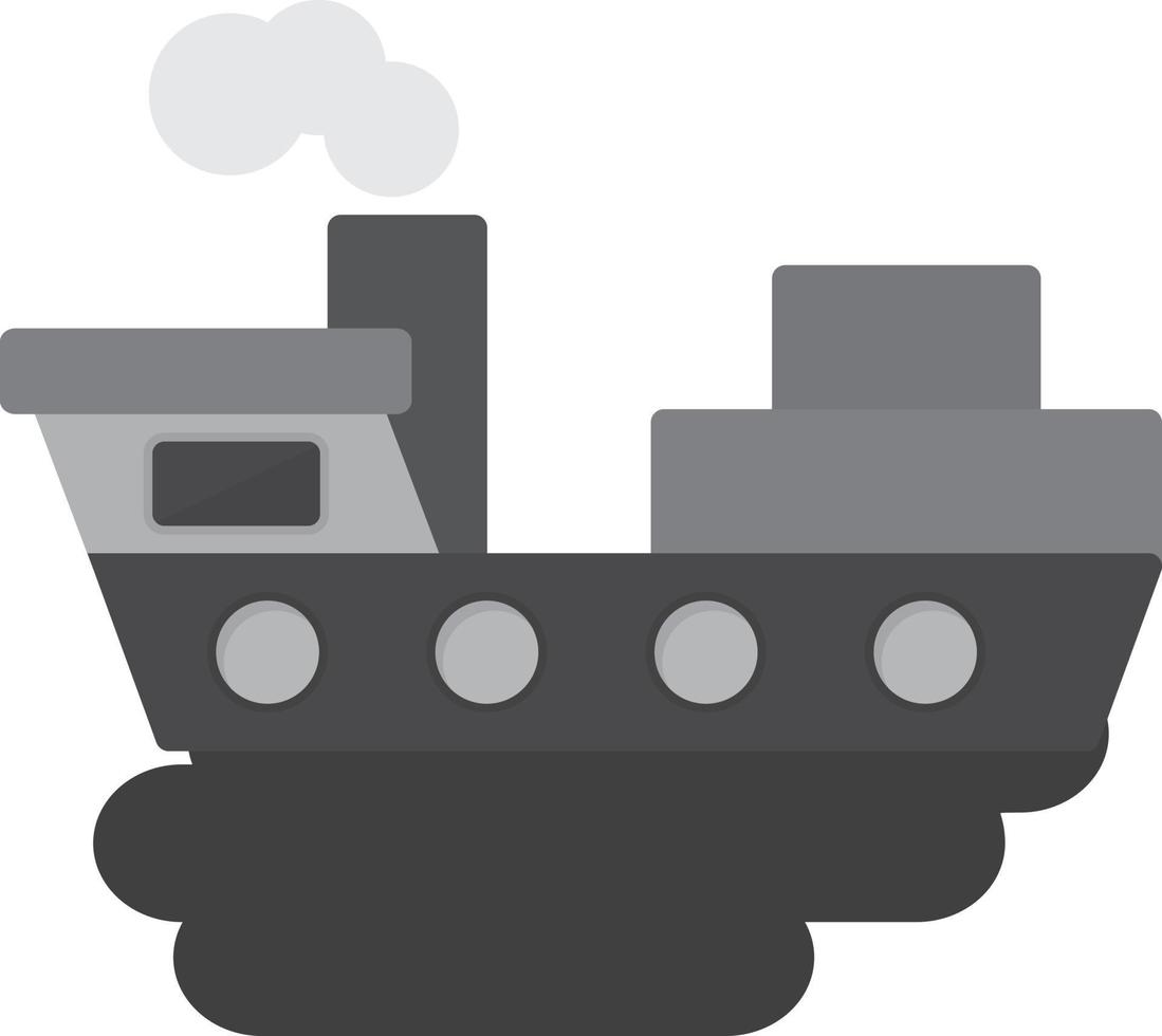 Ship Pollution Flat Greyscale vector