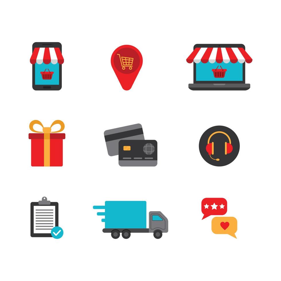 Set of Online Shopping Element Icons vector