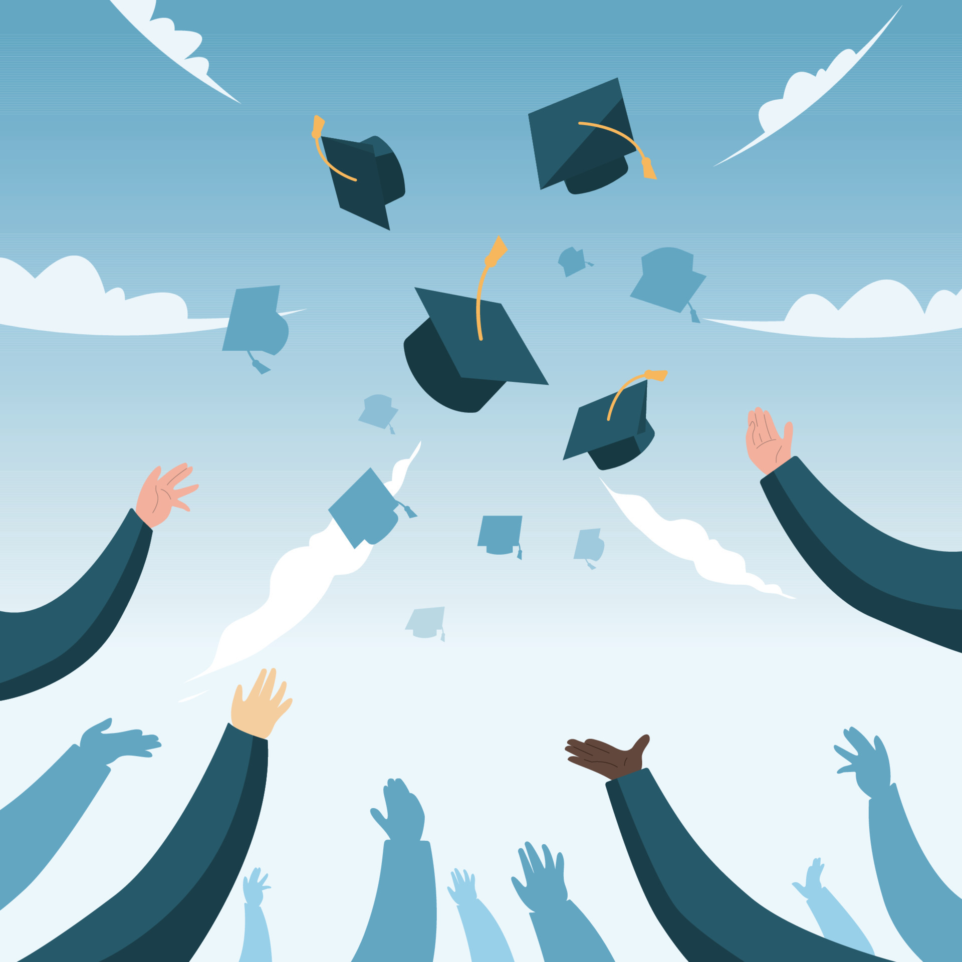 Graduation Caps in the Air Concept 9748269 Vector Art at Vecteezy