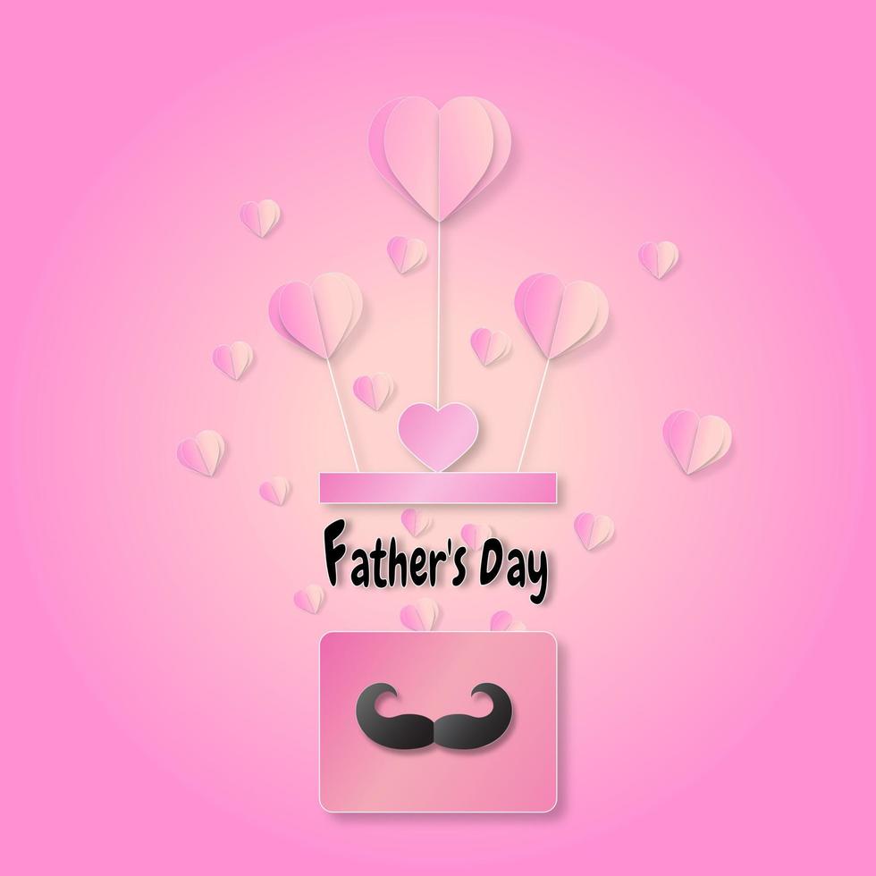 Happy father's Day with pink box and heart-shaped of paper art style holiday design ,vector or illustration vector